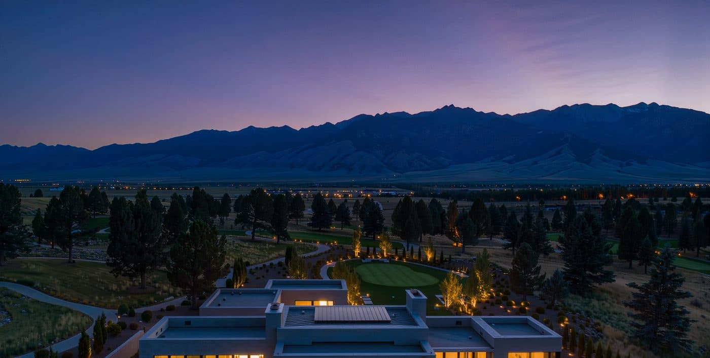 Wide aerial view of Colorado property from drone